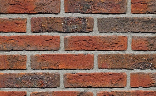 Кирпич облицовочный ручной формовки Terca Blauw-Rood Genaunceerd Gesinterd, 210*100*50 мм