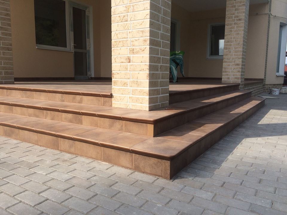 Монтаж клинкерных ступеней и плитки