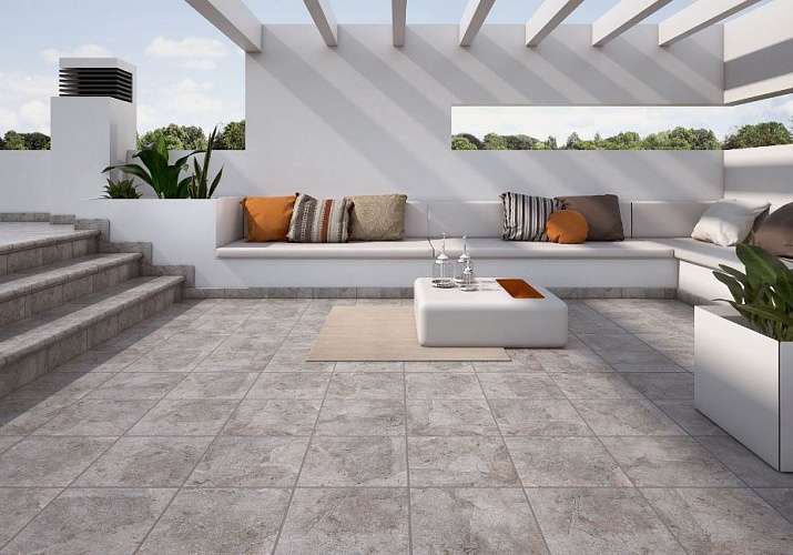 Клинкерная угловая ступень-флорентинер Gres Aragon Rocks Gris, 330*330*14(36) мм