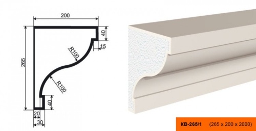 Карниз фасадный LEPNINAPLAST КВ-265/1, 2000*200*265 мм