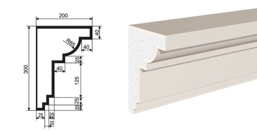 Карниз фасадный LEPNINAPLAST КВ-300/3, 2000*200*300 мм