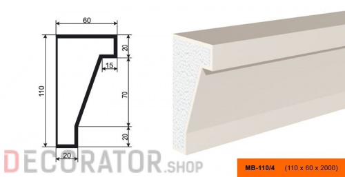 Молдинг LEPNINAPLAST МВ-110/4 2000*110*60 мм