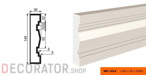 Молдинг LEPNINAPLAST МВ-145/4, 2000*145*45 мм