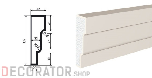 Молдинг LEPNINAPLAST МВ-155/2, 2000*155*45 мм
