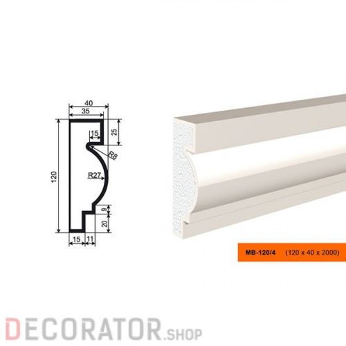 Молдинг LEPNINAPLAST МВ-120/4, 2000*120*40 мм