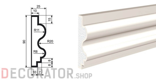 Молдинг LEPNINAPLAST МВ-90/2, 2000*90*25 мм