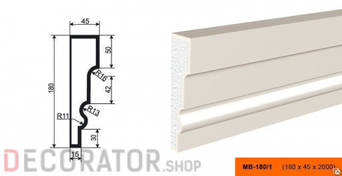 Молдинг LEPNINAPLAST МВ-180/1, 2000*180*45 мм