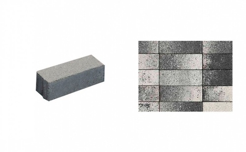 Плитка тротуарная ВЫБОР Паркет 4П.6, Листопад Антрацит черно-белый гладкий, 180*60*60 мм