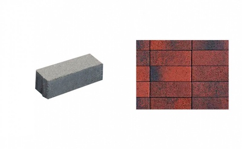 Плитка тротуарная ВЫБОР Паркет 4П.6, Листопад Клинкер красно-черный гранит, 180*60*60 мм