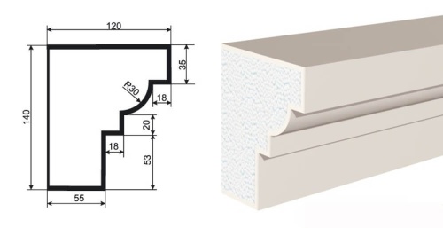 Карниз фасадный LEPNINAPLAST КВ-140/1, 2000*140*120 мм