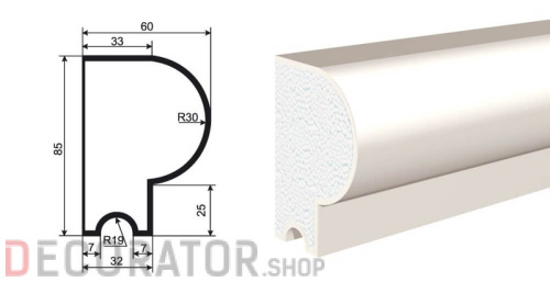 Молдинг LEPNINAPLAST МВ-85/2, 2000*85*60 мм