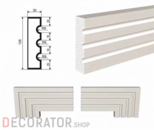 Молдинг LEPNINAPLAST МВ-126/1, 2000*126*30 мм