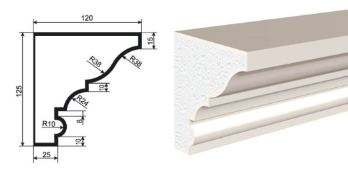 Карниз фасадный LEPNINAPLAST КВ-125/1, 2000*120*125 мм