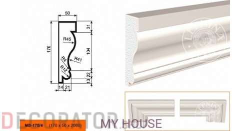 Молдинг LEPNINAPLAST МВ-170/4, 2000*170*50 мм