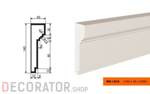 Молдинг LEPNINAPLAST МВ-140/5, 2000*140*40 мм