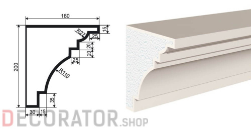 Карниз фасадный LEPNINAPLAST КВ-200/7, 2000*150*200 мм
