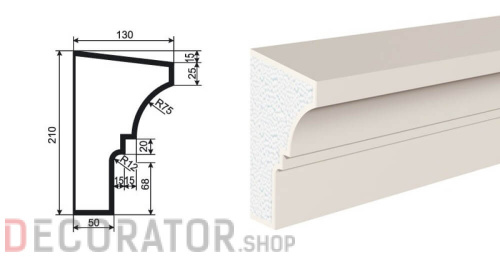 Карниз фасадный LEPNINAPLAST КВ-210/1, 2000*130*210 мм