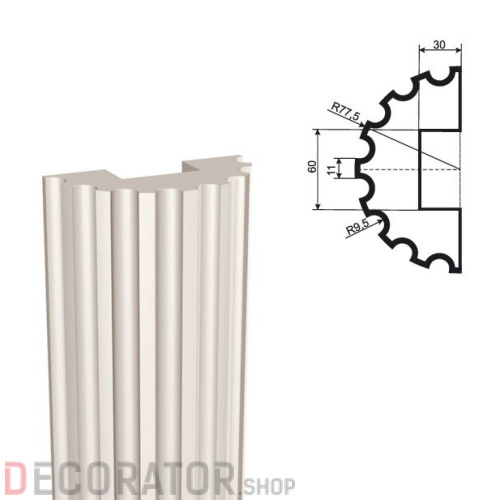 Полуколонна фасадная LEPNINAPLAST КЛВ-155/3 HALF, 2000*77,5*77,5 мм