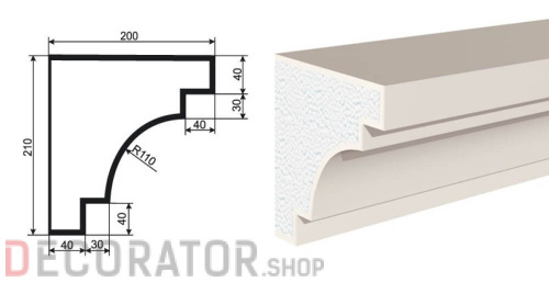 Карниз фасадный LEPNINAPLAST КВ-210/3, 2000*200*210 мм