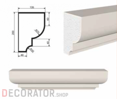 Подоконник фасадный LEPNINAPLAST ПВ-200/2, 2000*135*200 мм
