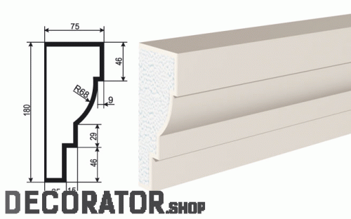 Молдинг LEPNINAPLAST МВ-180/9, 2000*180*75 мм