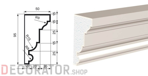 Молдинг LEPNINAPLAST МВ-95/1, 2000*95*50 мм
