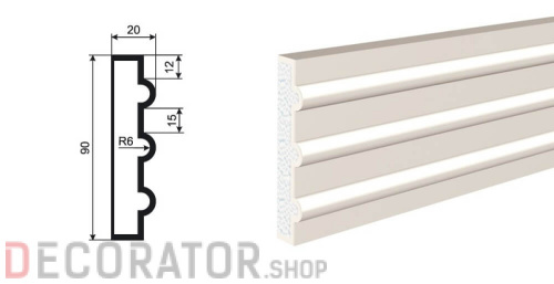 Молдинг LEPNINAPLAST МВ-90/1, 2000*90*20 мм