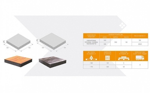 Дорожная плита BRAER Голливуд Color Mix Рассвет, 1000*1000*160 мм