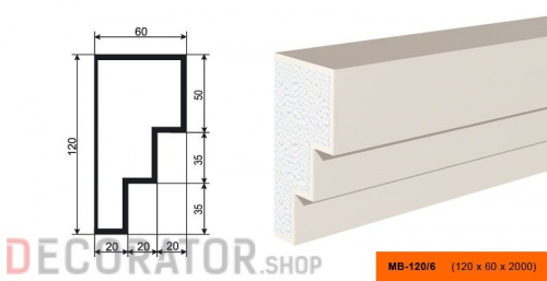 Молдинг LEPNINAPLAST МВ-120/6, 2000*120*60 мм