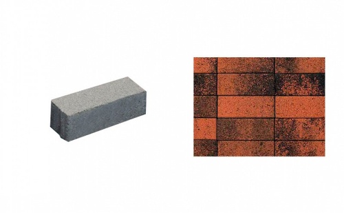 Плитка тротуарная ВЫБОР Паркет 4П.6, Листопад Мустанг оранжево-черный гранит, 180*60*60 мм