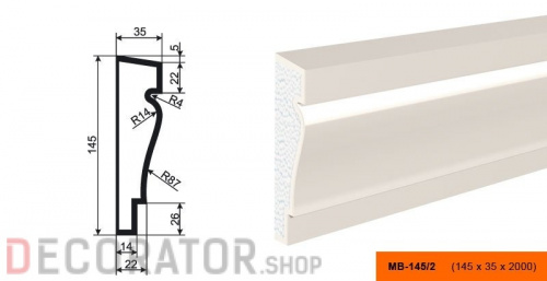 Молдинг LEPNINAPLAST МВ-145/2, 2000*145*35 мм