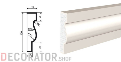 Молдинг LEPNINAPLAST МВ-100/1, 2000*100*25 мм