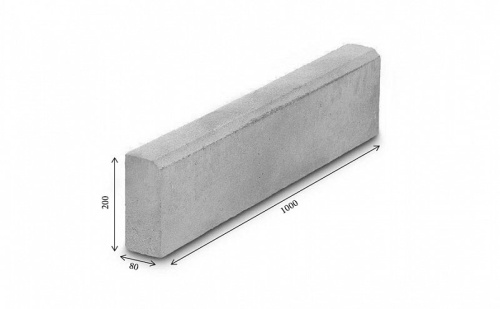 Тротуарный бордюр ВЫБОР БР 100.20.8, Стандарт гладкий с неполным прокрасом, коричневый, 1000*200*80 мм