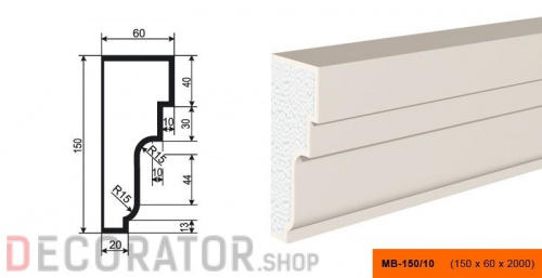 Молдинг LEPNINAPLAST МВ-150/10, 2000*150*60 мм