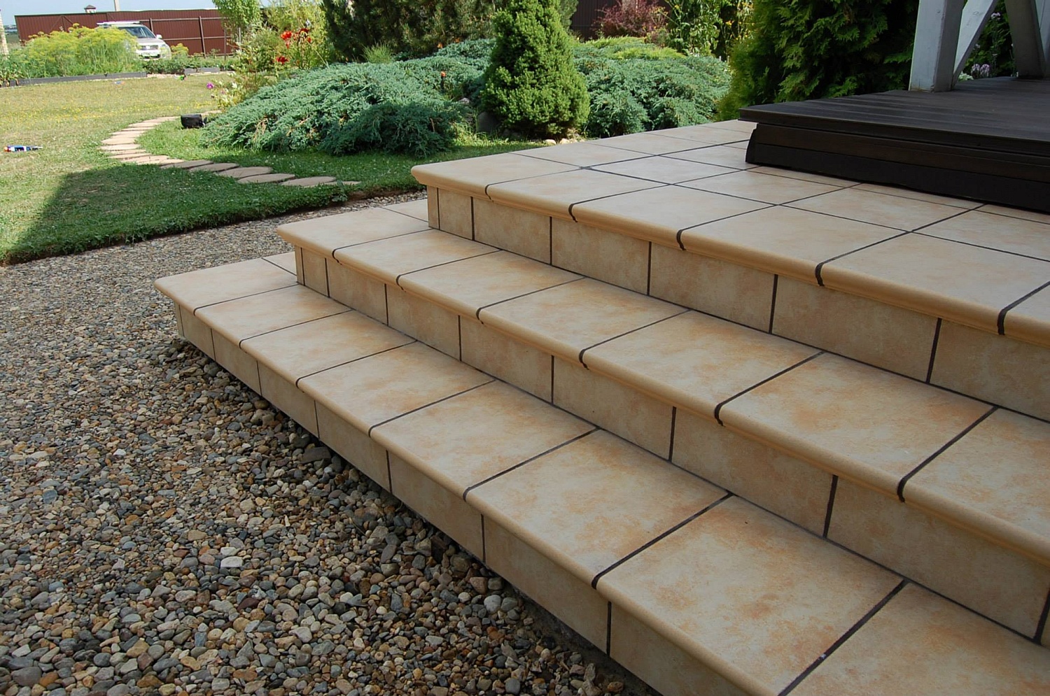 Монтаж клинкерных ступеней и плитки