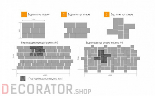 Плитка тротуарная BRAER Триада серый 300/450/600*60 мм