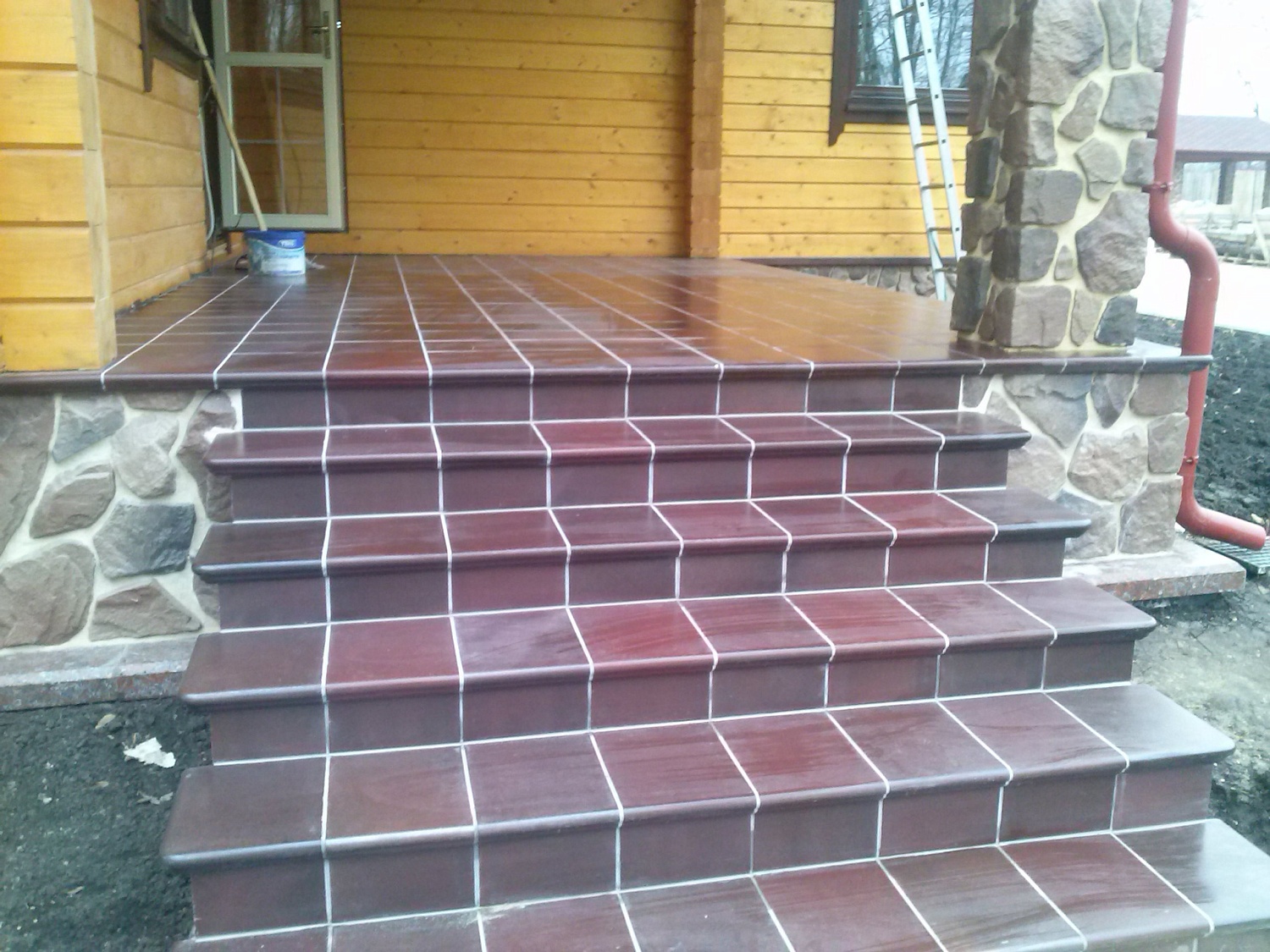 Монтаж клинкерных ступеней и плитки