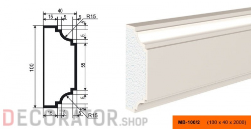 Молдинг LEPNINAPLAST МВ-100/2, 2000*100*40 мм