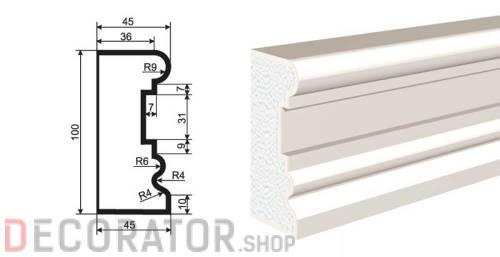 Молдинг LEPNINAPLAST МВ-100/3, 2000*100*45 мм