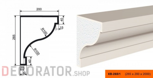 Карниз фасадный LEPNINAPLAST КВ-265/1, 2000*200*265 мм